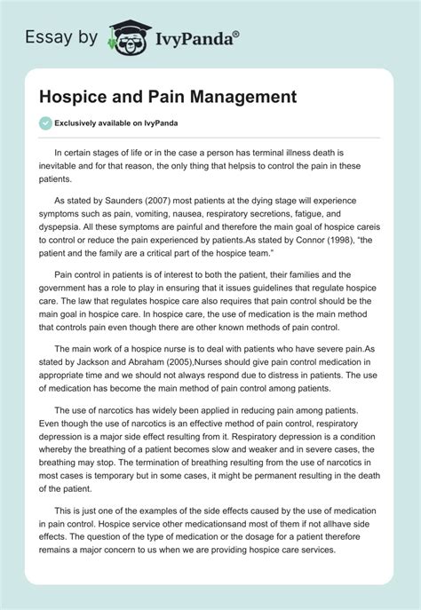 Hospice And Pain Management 563 Words Essay Example