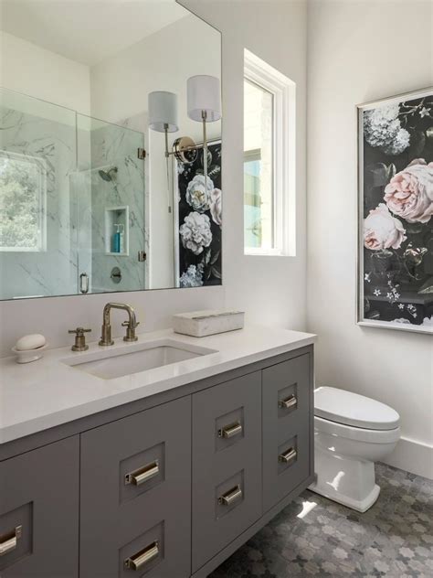 Modern Master Bathroom With Gray Single Vanity Hgtv