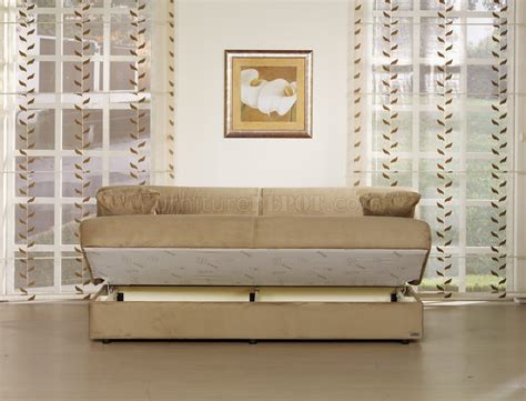 Buy new or used cheap sofa beds. Contemporary Dark Beige Microfiber Sofa Bed w/Storage Unit