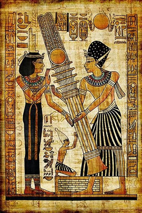 Laminated Ancient Egyptian Papyrus Hieroglyphics Illustration Poster