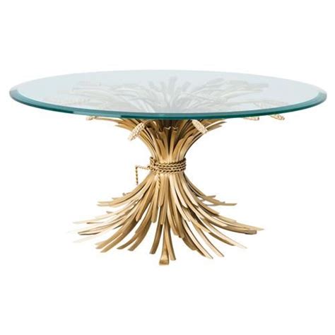 Eichholtz Bonheur Hollywood Regency Gold Iron Round Beveled Glass Round Coffee Table Round