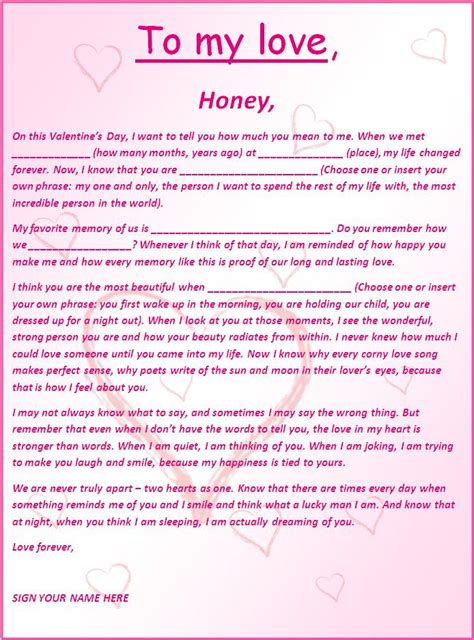 Romantic And Love Letters Free Words Templates