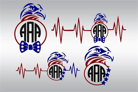 American Flag Eagle Monogram Svg Clipart Cut Files