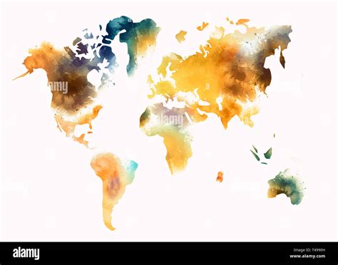World Map Watercolor Illustration Stock Photo Alamy