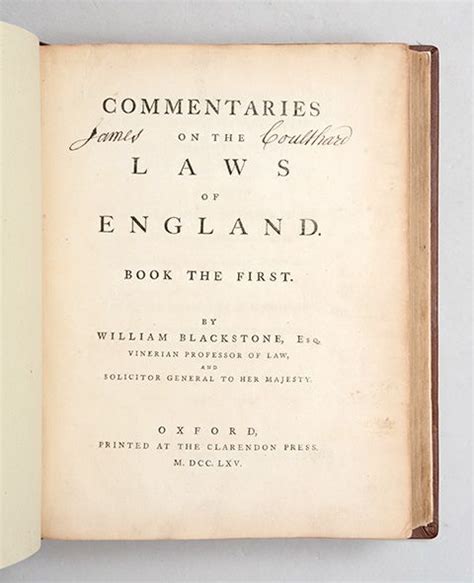 Commentaries On The Laws Of England By Blackstone Sir William 1765