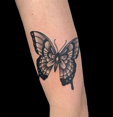 Arm Black And Grey Butterfly Traditionalamericana Tattoo Slave To The