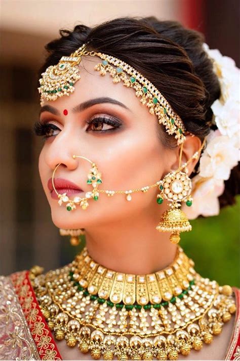 Indian Bride In Traditional Gold Wedding Jewellery Gold Wedding Jewelry Bridal Fashion