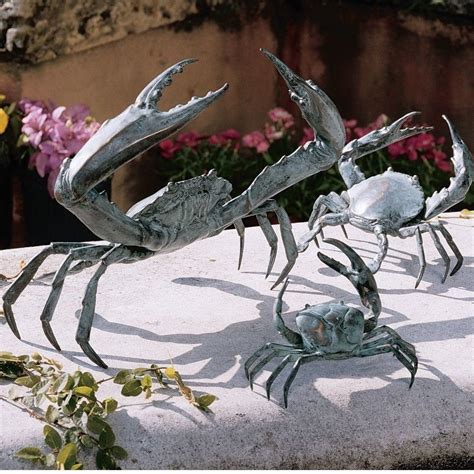 Small Medium And Large Crab Statue Set Garden Statues Design