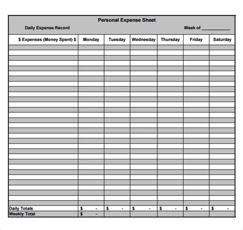 Monthly Household Expenses Worksheet