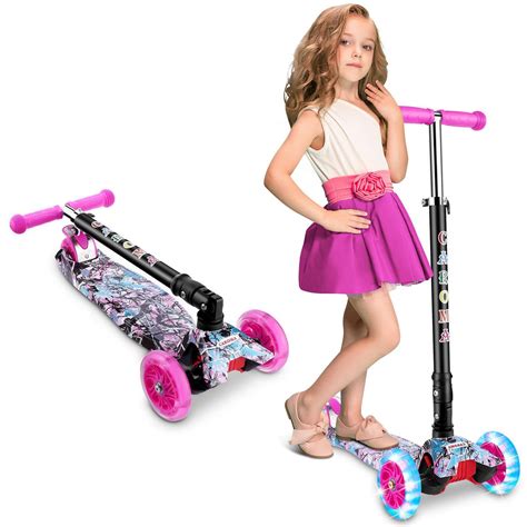 Foldable Kick Kids Scooter For 3 14 Years Old Girlsandboys With Pu