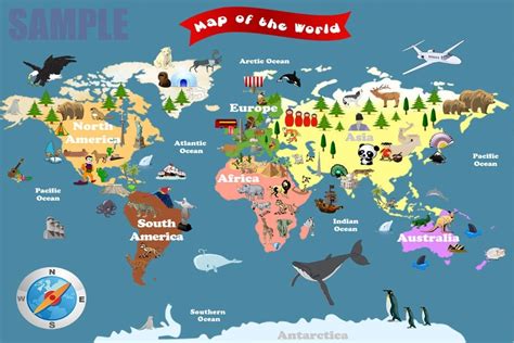 Personalized Laminated World Map For Kids Lets By Funmapsforkids