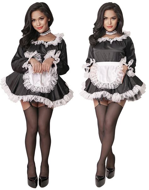 Satin French Maid With Long Sleeves