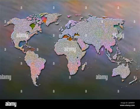 Weltkarte Mit Den Verschiedenen Kontinenten Und Ozeanen Stockfotografie