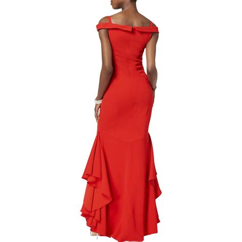 Xscape Womens Red Off The Shoulder Mermaid Formal Evening Dress Gown 2 Bhfo 7626 Ebay