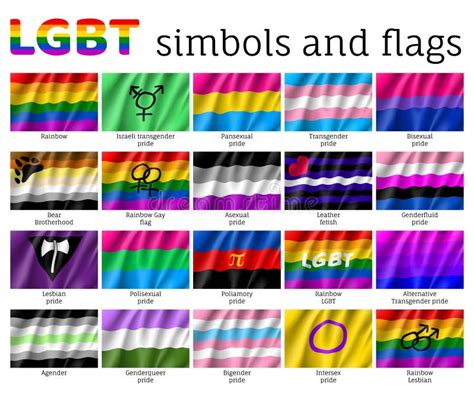 Set Symbols Flags Lgbt Movement Stock Vector Illustration Of Genderqueer Intersexual 108862801