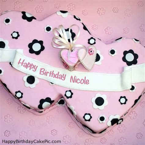 Double Hearts Happy Birthday Cake For Nicole