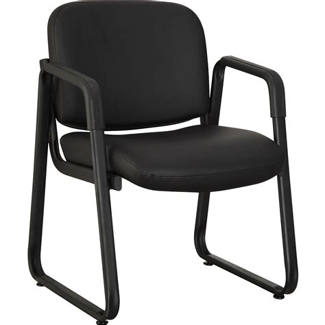 Lorell Black Leather Guest Reception Waiting Room Chair
