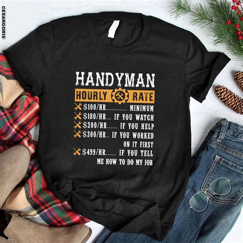 handyman hourly rate funny handyman ts t shirt etsy