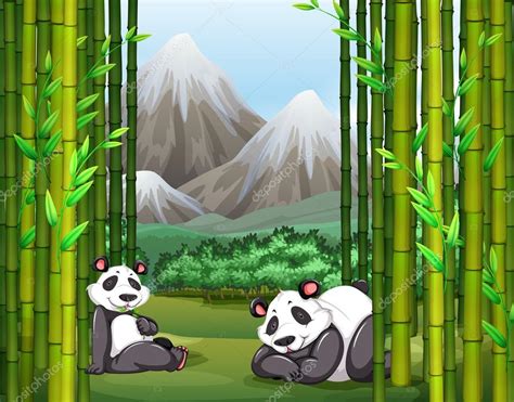 Pandas And Bamboo Forest — Stock Vector © Blueringmedia 85867310