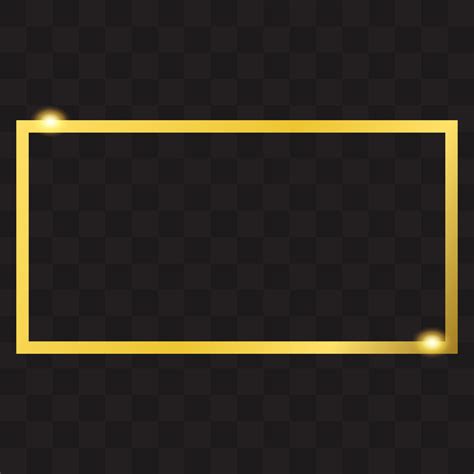 Gold Shiny Rectangle Border On Black Transparent Background Golden