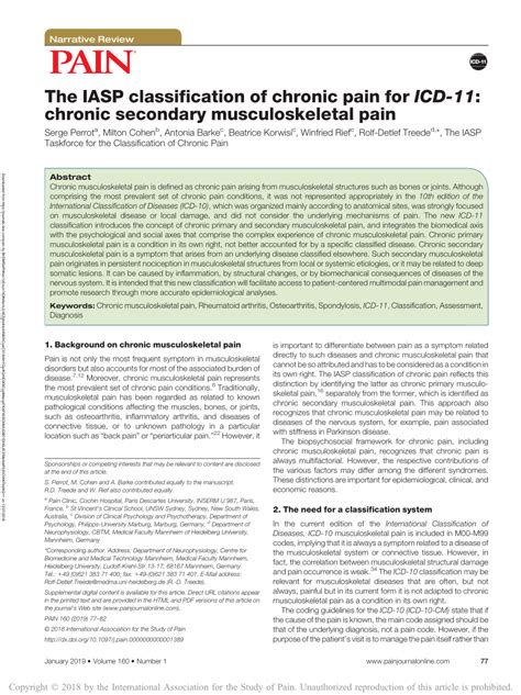 Bone, joint or muscle conditions that. (PDF) The IASP classification of chronic pain for ICD-11 ...