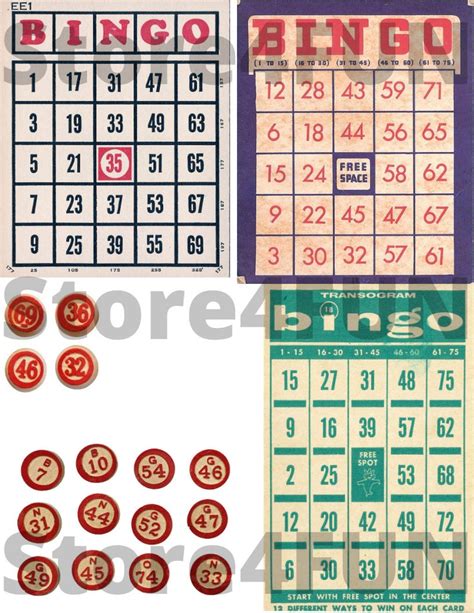 Vintage Bingo Cards Digital Collage Ephemera Instant Etsy
