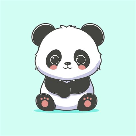 Premium Vector Cute Baby Panda Sitting On Light Green Background