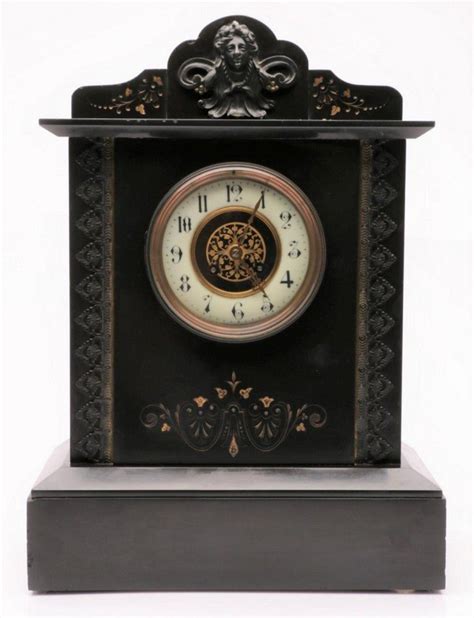 French Gilt And Bronze Slate Mantle Clock Clocks Marble And Slate