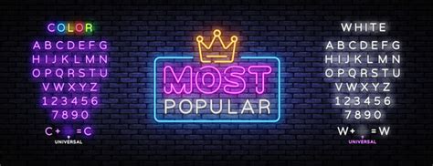 Most Popular Neon Sign Popular Design Royalty Free Vector