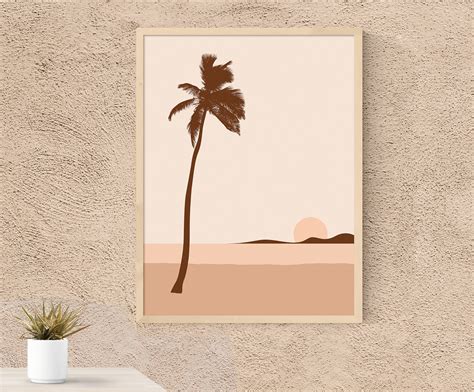 Palm Tree Poster Sunset Poster Beach Print Coastal Decor Etsy