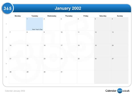 Calendar January 2002