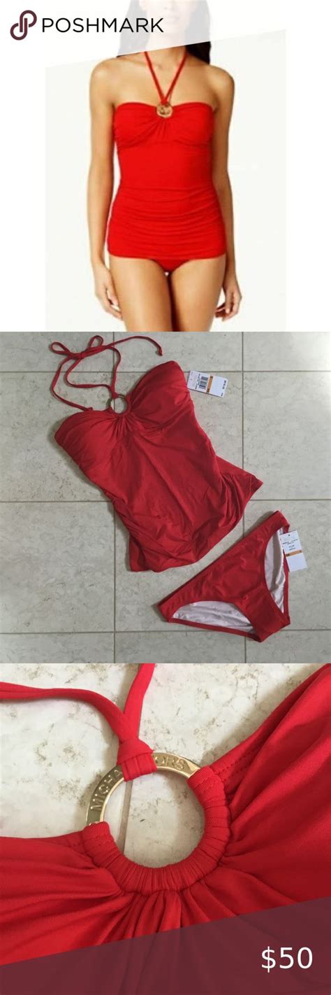 Nwt 118 Michael Kors 2019 Red Tankini Swim Suit S Swim Tankini Red