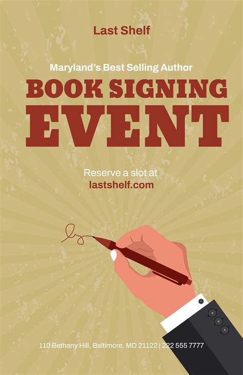 Free Book Signing Poster Templates And Examples Edit Online And Download