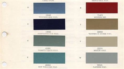 1966 Pontiac Color Chart Automotive