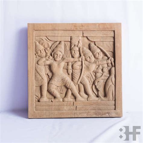Jual Dekorasi Ukiran Kayu Relief Candi Borobudur Pemanah Wooden