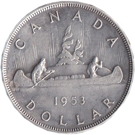 Canada Dollaro In Argento Canoa 1953 Bb Canada Dollaro In Argento