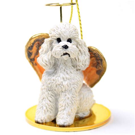 Poodle Ornament Angel Figurine Hand Painted White Sport Cut