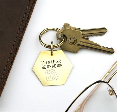 Id Rather Be Reading Keychain Gold Book Keychain Etsy