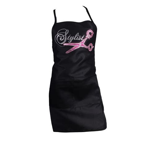 Womens Black Crystal Bling Kitchen Cooking Apron