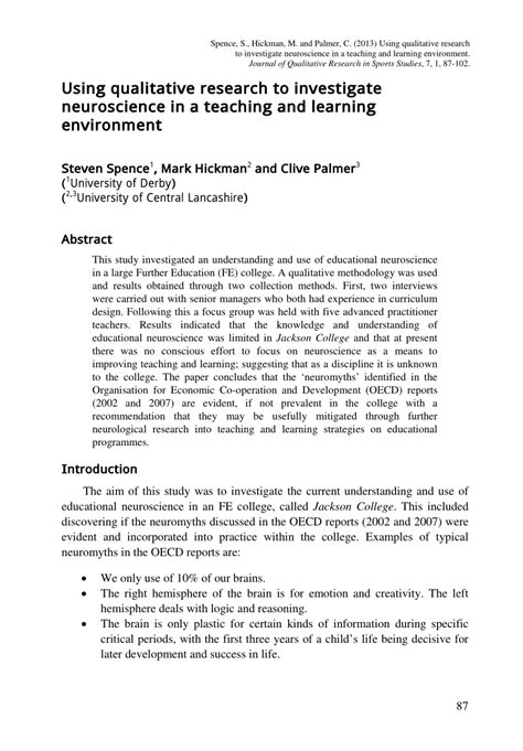 ¡ example of a research project *. (PDF) Using qualitative research to investigate ...