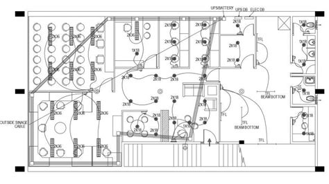 Electric Installation And Layout Plan Details Of Office Building Floor