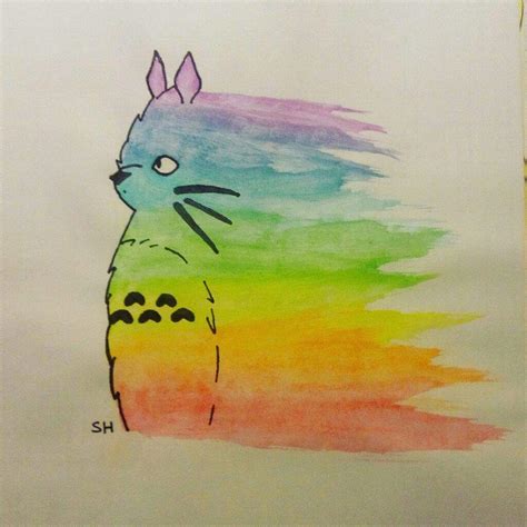 Imagenes de anime para dibujar. un dibujo sencillo de totoro a acuarela :3 | •Arte Amino• Amino