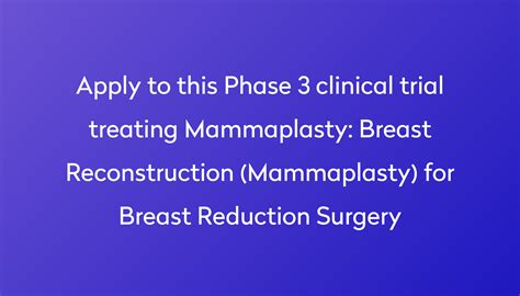 breast reconstruction mammaplasty for breast reduction surgery clinical trial 2023 power
