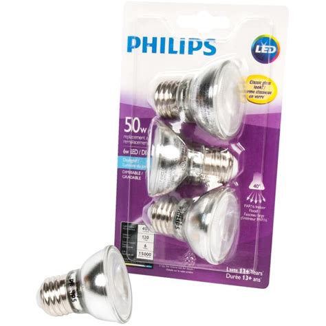 Philips 6w 3 Pack White Par16 Medium Base Daylight Dimmable Led Light