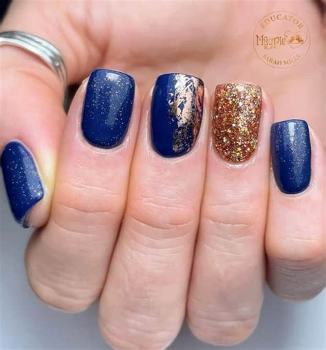 40 Stunning Blue And Gold Nails For A Luxurious Mani