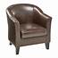 Brown Faux Leather Barrel Chair  Pier1