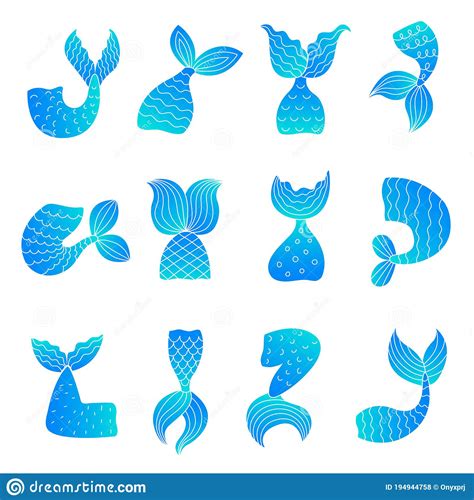 Mermaid Tails Drawing Ocean Marine Symbols Of Fairy Tail Woman Fish