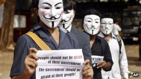 Hacking Group Anonymous Takes On India Internet Censorship Bbc News