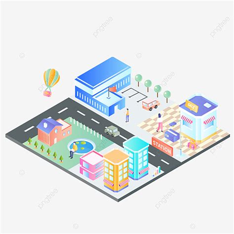 2 5d City Vector Png Images 2 5d Isometric City Town Vector 1 Town