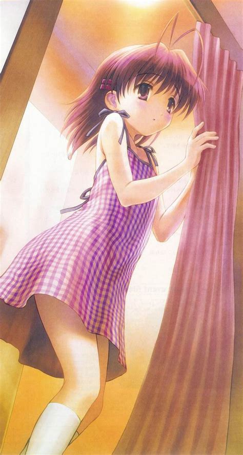 Furukawa Nagisa Clannad S Girl Antenna Hair Brown Eyes Brown Hair Casual Curtains